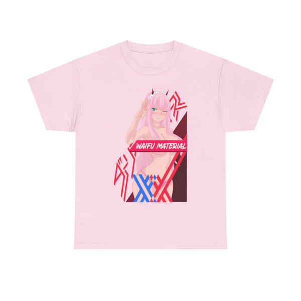 Waifu Material Pink Hair Girl Anime Tee